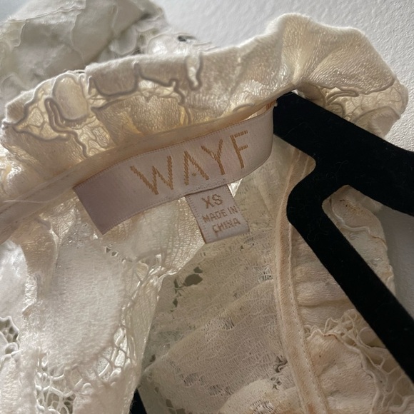 WAYF Emma Puff Sleeve Lace Top Ivory XS - Picture 7 of 11